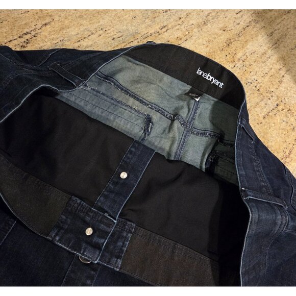 Lane Bryant Skirt Denim Jean Button Front Pencil Women Plus Sz 26W Tummy Control - Picture 8 of 13